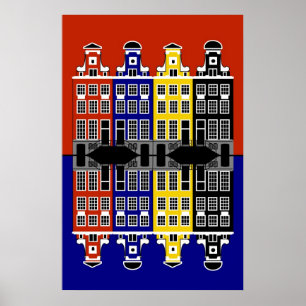 Pôster Arquitetura de Amsterdã - Casas de Merchants