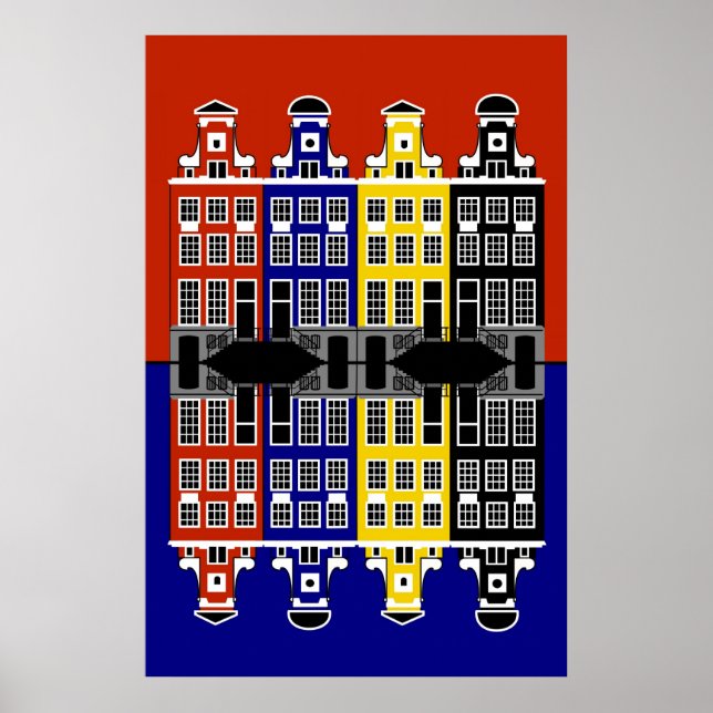 Pôster Arquitetura de Amsterdã - Casas de Merchants (Frente)
