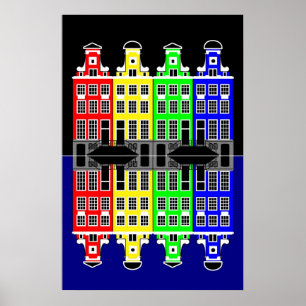 Poster Arquitetura de Amsterdã - Casas de Merchants