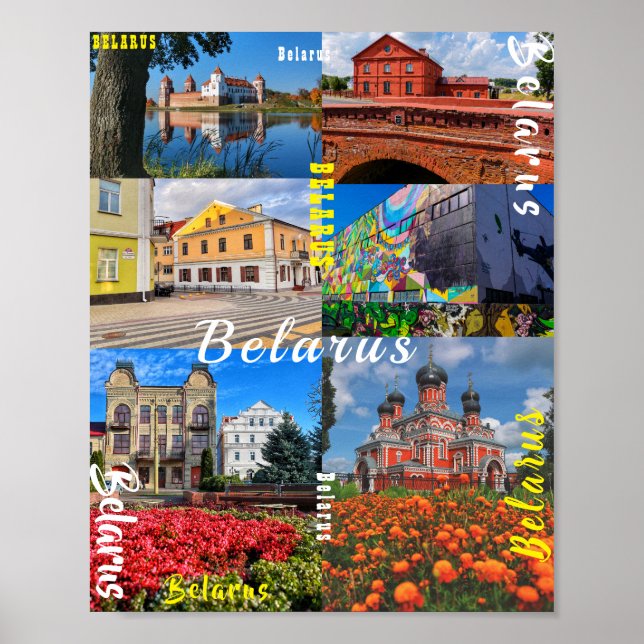 Poster Arquitetura de Belarus Minsk Grodno Pinsk Borisov (Frente)