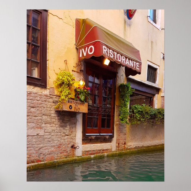 Poster Arquitetura do Canal de Veneza Rua Ristorante (Frente)