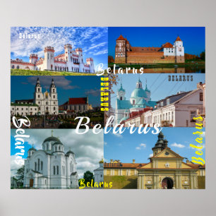 Poster Arquitetura do Castelo de Belarus Minsk Grodno Mir