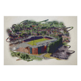 Pôster Arquitetura do Estádio de Wrexham Arte em Aquarela