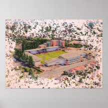 Arquitetura do Estádio Wrexham em Arte em Aquarela