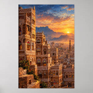 Poster Arquitetura do Patrimônio do Iêmen - Antiga Sana'a