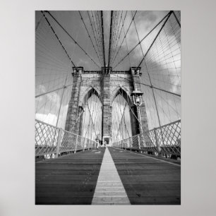 Poster Arquitetura em preto e branco da ponte Brooklyn