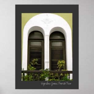 Poster Arquitetura espanhola verde Windows de Puerto Rico