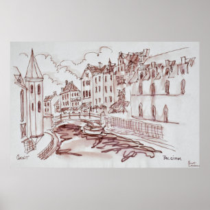 Pôster Arquitetura flamenga Gante, Bélgica