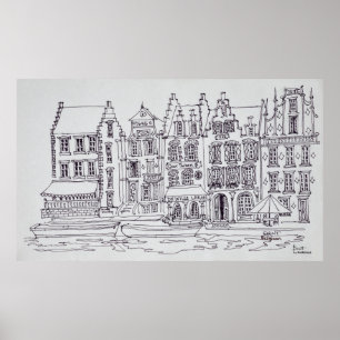 Poster Arquitetura flamenga na orla marítima, Ghent, Bélg