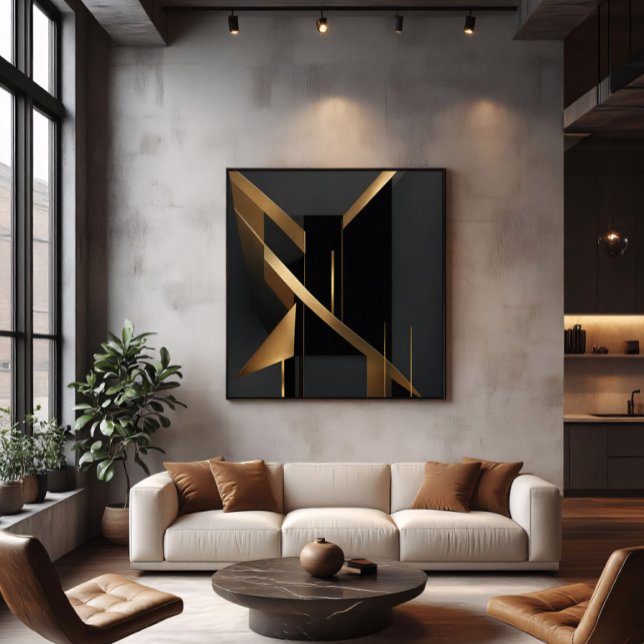 Poster Arquitetura Geométrica Abstrata em Ouro de Luxo (Criador carregado)