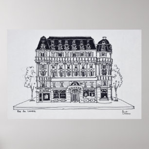 Poster Arquitetura Haussmanniana   Rue du Louvre, Paris