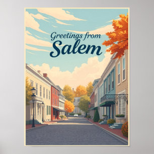 Poster Arquitetura Histórica Vintage Salem Massachusetts