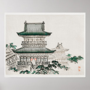 Poster Arquitetura japonesa por Kōno Bairei (1844-1895)