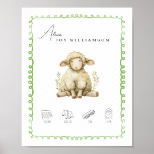 Poster Arquivo Personalizável de Detalhes de Nascimento d
