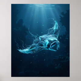 Poster Arraia Manta Abismo Azul Profundo