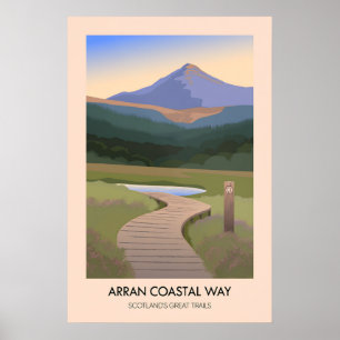 Poster Arran Coastal Way Trilhos Grandiosos da Escócia Ca
