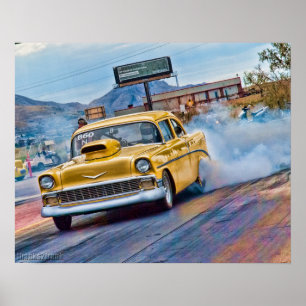 Pôster arrancada chevy de 1955 Bel Air