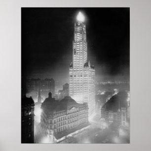 Poster Arranha-céu à Noite, 1920. Foto Antiga