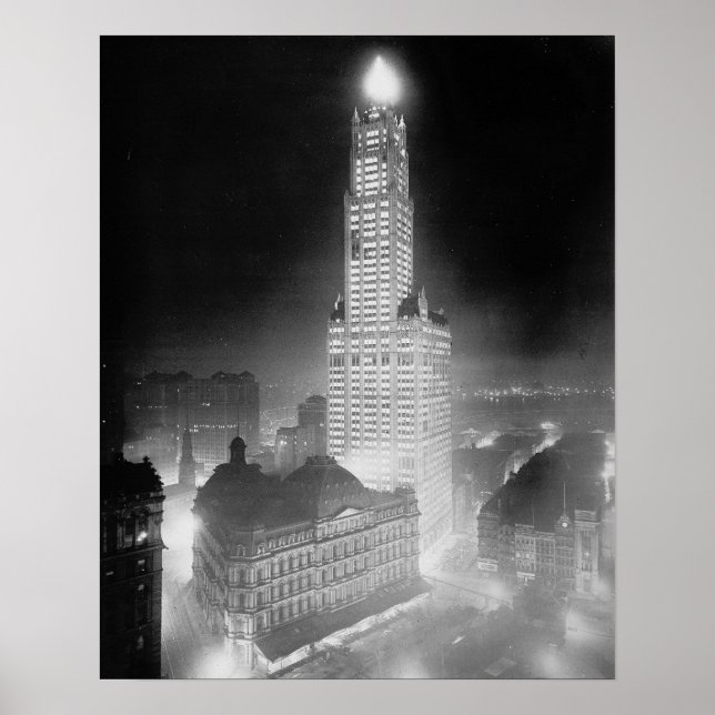 Poster Arranha-céu à Noite, 1920. Foto Antiga (Frente)