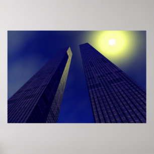 Poster arranha-céus em azul