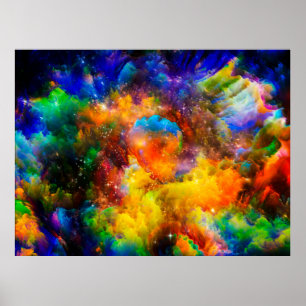 Poster Arranjo criativo de elementos fractais, luzes a