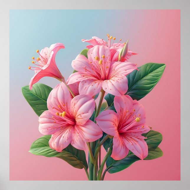 Poster Arranjo de Flores de Orquídea Rosa (Frente)