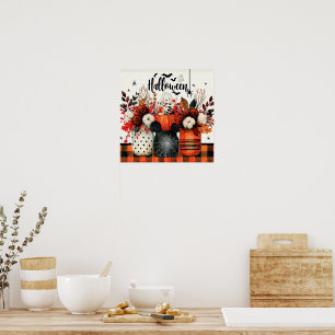 Poster Arranjo de Halloween com Abóboras
