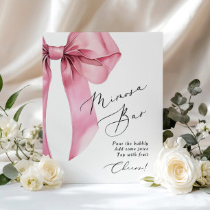 Poster Arranjo de Mimosa com Laço Rosa Coquette Bridal Sh