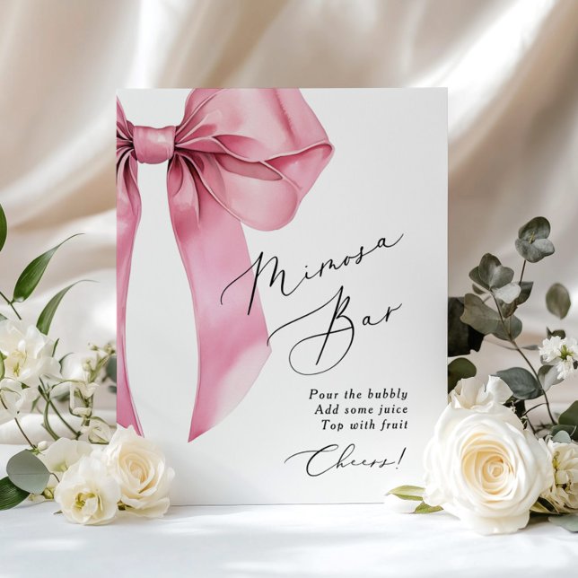 Poster Arranjo de Mimosa com Laço Rosa Coquette Bridal Sh (Criador carregado)