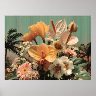 Poster Arranjo Floral de Antúrio e Flores Tropicais