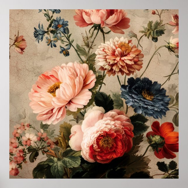 Poster Arranjo Floral Vintage Vibrante (Frente)