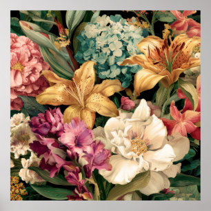 Poster Arranjo Floral Vintage Vibrante