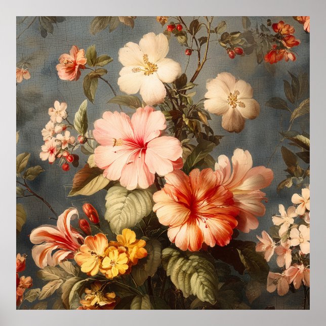 Poster Arranjo Floral Vintage Vibrante (Frente)