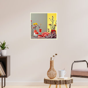 Poster Arranjo Vibrante Amarelo Vermelho Design