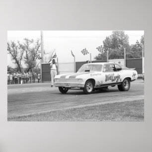 Poster Arrasto do vintage - "carro engraçado da nova de