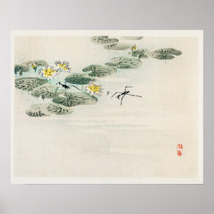 Poster Arrastões de água numa lagoa de lótus de Kōno Bair