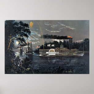Pôster Arredondando uma lenda no Mississippi Steamboat