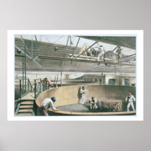 Pôster Arrefecimento do cabo do telégrafo nos tanques nos