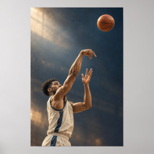 Poster Arremesso de Basquete – Esportes com Destaque Dram