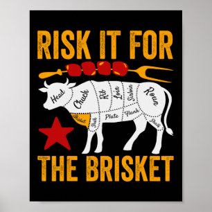 Poster Arriscar Pelo Brisket Festa De Churrasco Engraçada