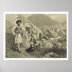 Poster Arriving at Tsatanykh, Dagestan, plate 12 from a b