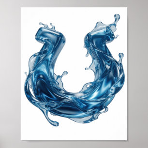 Poster Arrojado Design Azul Frio com ESMAGAMENTO de Água
