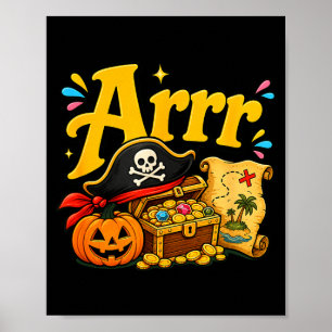 Poster Arrr divertido pirata halloween chapéu de pirata a