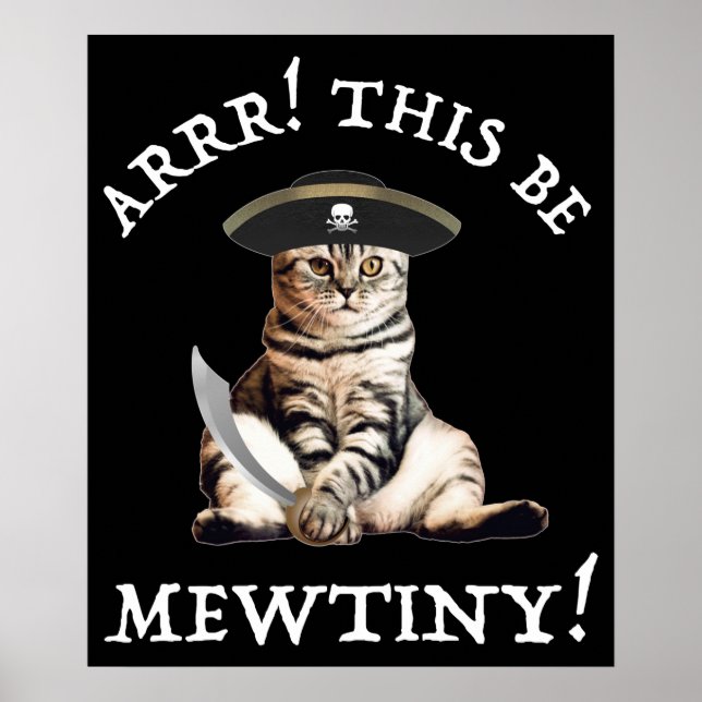 Poster Arrr! Este É O Mewsmall! Pirata Cat (Frente)