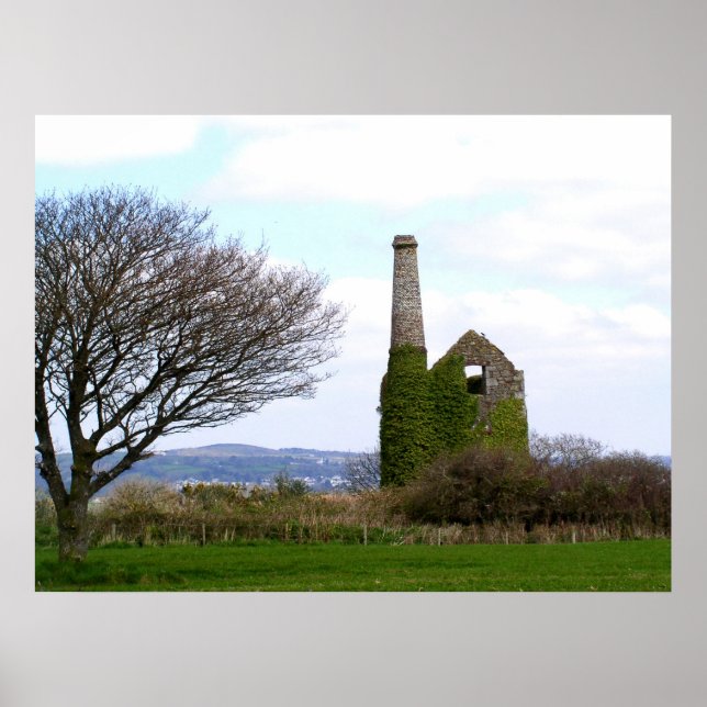 Poster Arruínas antigas de minas de estanho em Cornwall (Frente)