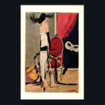 Poster Art Deco 1920 Flapper Girl<br><div class="desc">Retirada da Jugend Magazine, c1924 - artista H.O.Binder. Vintage retro art deco cena da Era dos 20 Jazz do 1920 Roaring. Uma moça surrada e elegante, vestida de pé por cortinas vermelhas e cadeira, gira sua cabeça na direção de uma figura mascarada, enquanto sua caixa de máscaras cai no chão!...</div>