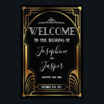Poster Art Deco 1920 - Sinal de boas-vindas preto e Doura<br><div class="desc">1920 Art Deco Aninhando 20s Jazz Idade Aniversário Chá de panela Feriado do Chá de fraldas Negra Corporativa e Dourado Sinal de Boas-vindas</div>