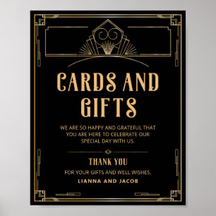 Poster Art Deco 20s Cartões e presentes Casamento Dourado