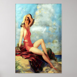 Poster Art Deco - A isca da praia