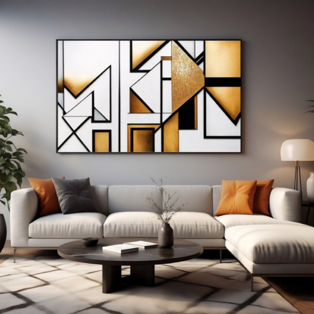 Poster Art Deco Abstrato Dourado e Preto (Criador carregado)